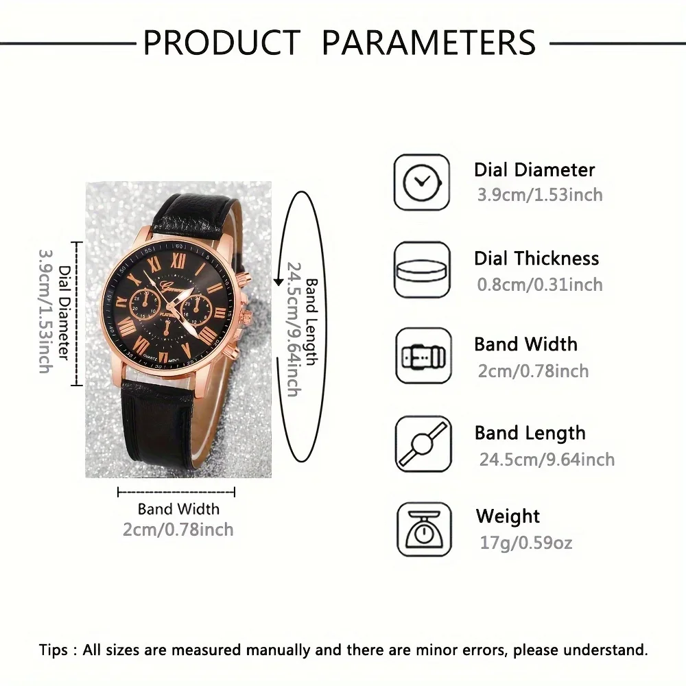 4-piece set of fashionable women's quartz watch - stylish circular dial, suitable for daily wear and special occasions