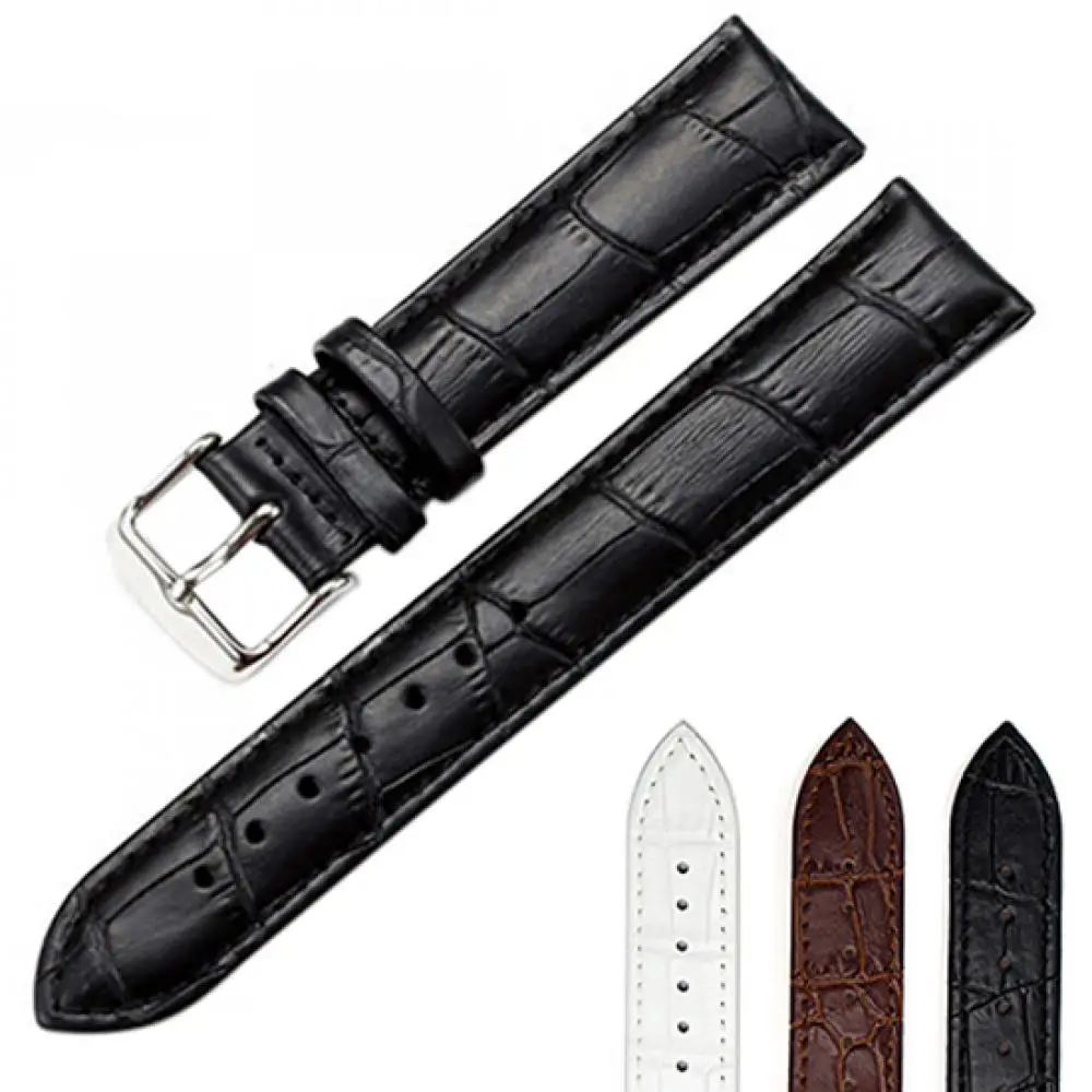 남녀공용 인조 가죽 시계 스트랩 버클 밴드, 블랙 브라운 화이트 시계 핀 버클 밴드, 18mm, 20mm, 22mm