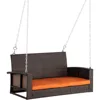 Hanging Porch Swing, Wicker Daybed for 2 with Cushions, 550 lb Capacity, Patio Furniture for Backyard & Garden, Orange 1