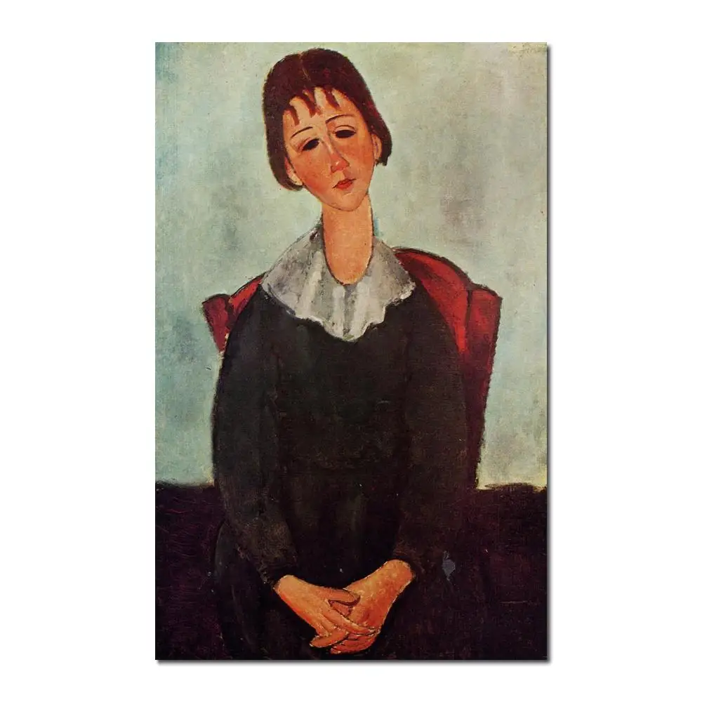 

Девушка на стуле (известный как мадемуазель хугетт) Amedeo Modigliani репродукция искусство Высокое качество ручная роспись