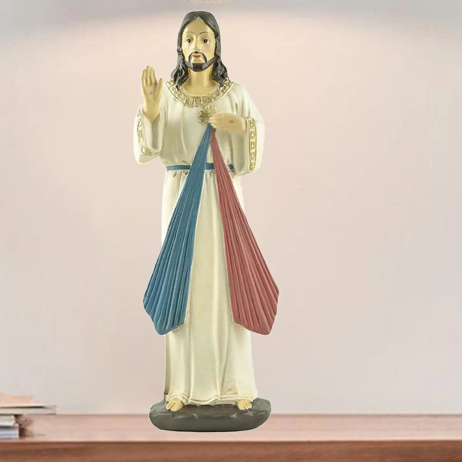 Synthetic Resin Handpainted 7" Sacred Jesus Christ Statue Holy God Christianity Figurine Home Desk D&eacute;cor Gift for Christmas