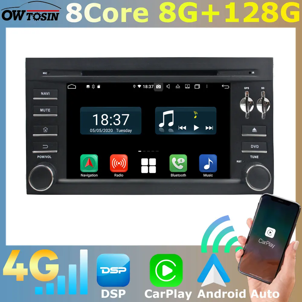 Reproductor multimedia con Android 11 y navegación GPS para Porsche, Radio de coche con 8