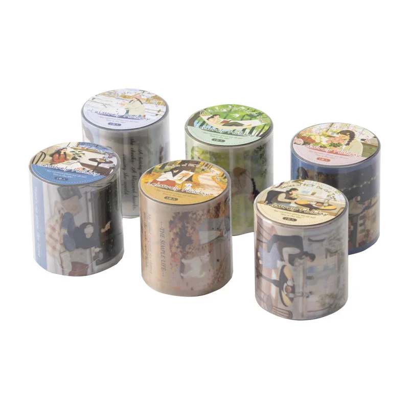 1pcs/1lot 장 접착 테이프 여유로운 휴일 정크 저널 DIY 종이 일본 마스킹 스크랩북 스티커