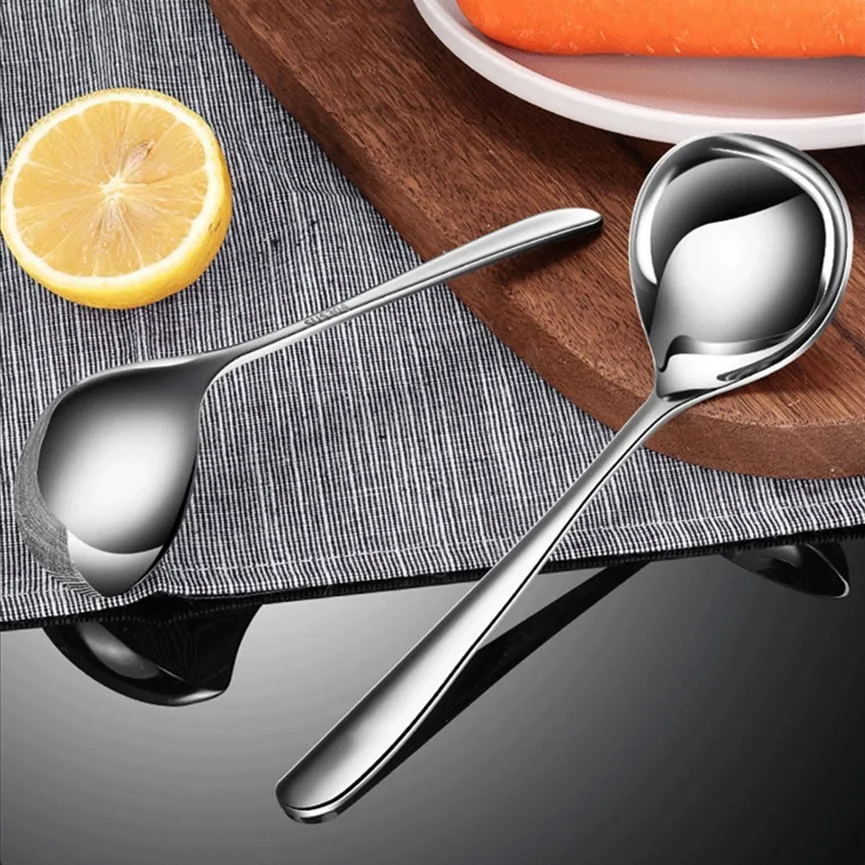 Stainless Steel Spoon Cutlery Set 5pcs/1pc Soup Spoon Rice LongHandle Tableware Set Kitchen Utensils