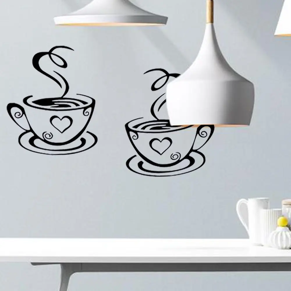 Hot Sale Beautiful Design Decal Kitchen Restaurant Mural Wall Decor Coffee Cups Stickers Art Vinyl Cafe Tea Wall Stickers