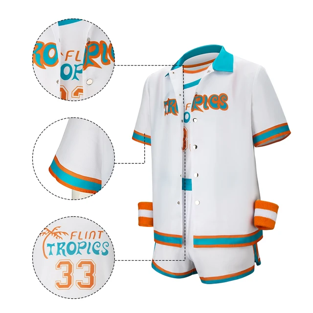 Semi Pro Jersey Jackie Moon Costume 33 Flint Tropics Shirt Shorts Socks  Headband Wrist Brace Basketball Player Cosplay Outfits - AliExpress