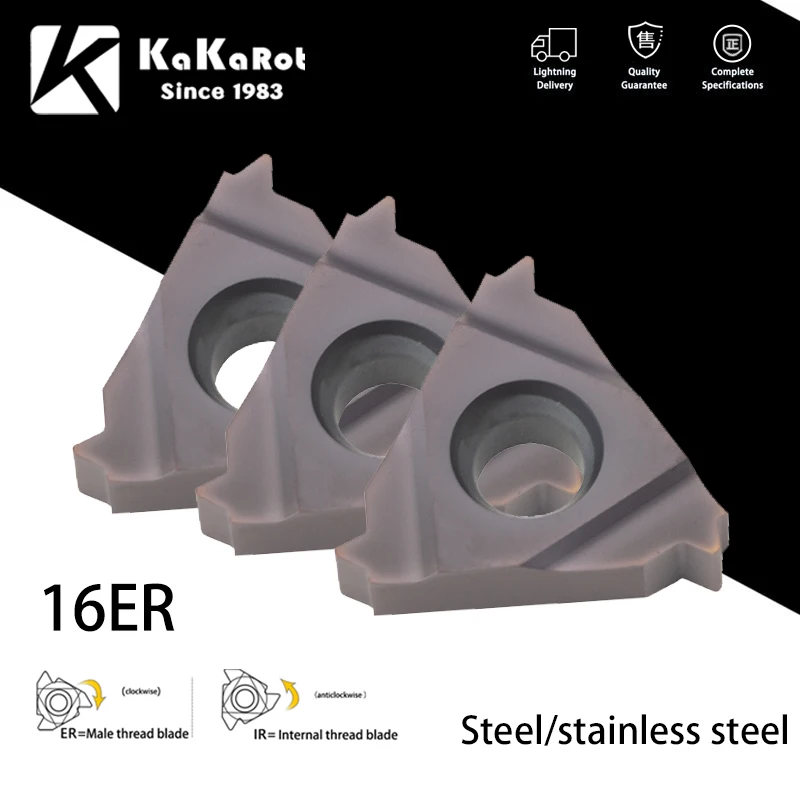 

KaKarot MMT16ER AG55 14W A55 A60 11W Carbide Insert Thread Turning Tool Insert For SER CNC Lathe SER/SEL Stainless-Steel