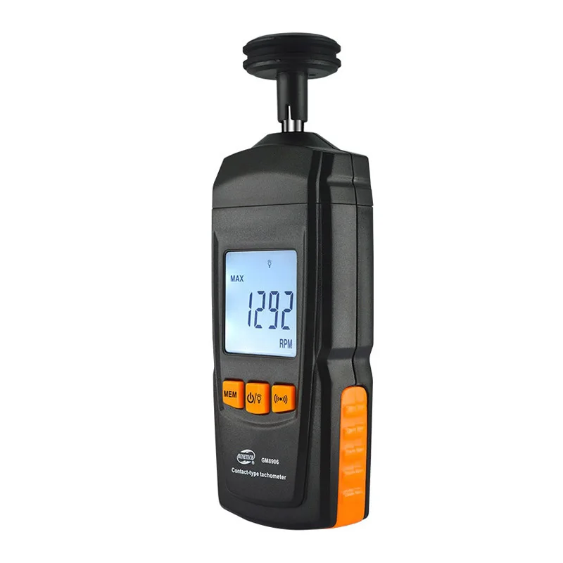 BENETECH GM8906 디지털 접촉식 모터 타코미터 휴대용 LCD 속도계 0.519999 RPM 데이터 홀드 기능 포함