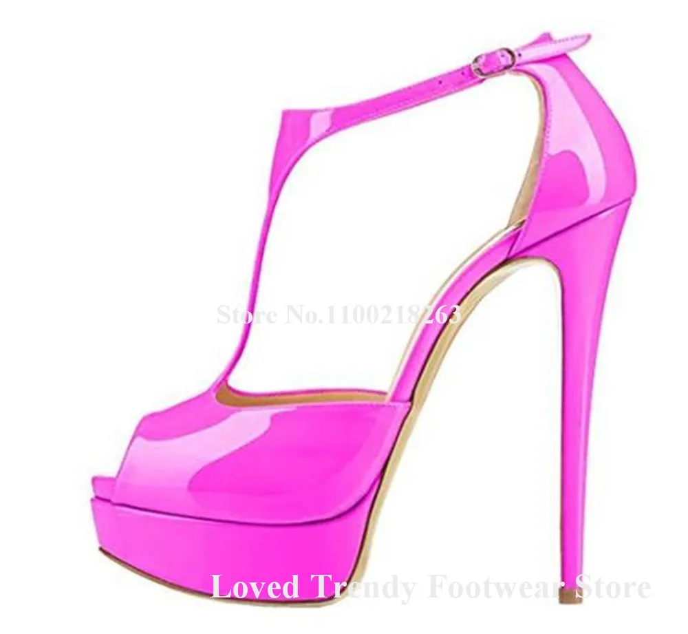 PatentLeatherTstrapsThinHeelPumpsSexyPeepToePinkNudeYellow