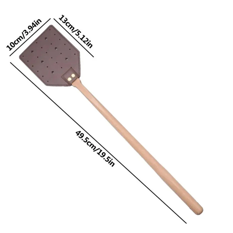 Leather Fly Swatter Long Handle Home Handheld Fly Swatter Ergonomic Handle Durable Outdoor Portable