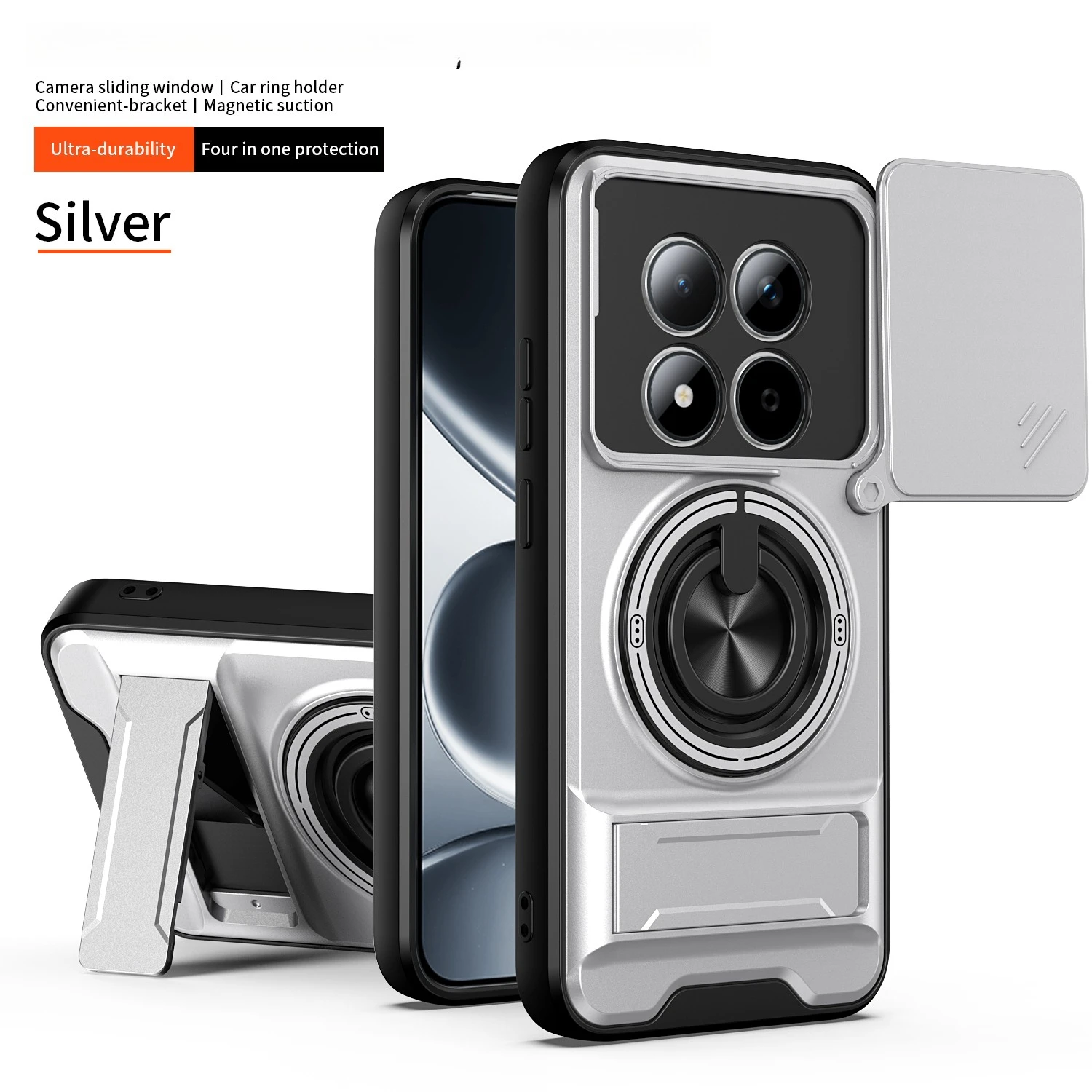 Armored Hard Shell Phone Case with 360° Rotating Magnetic Ring Holder