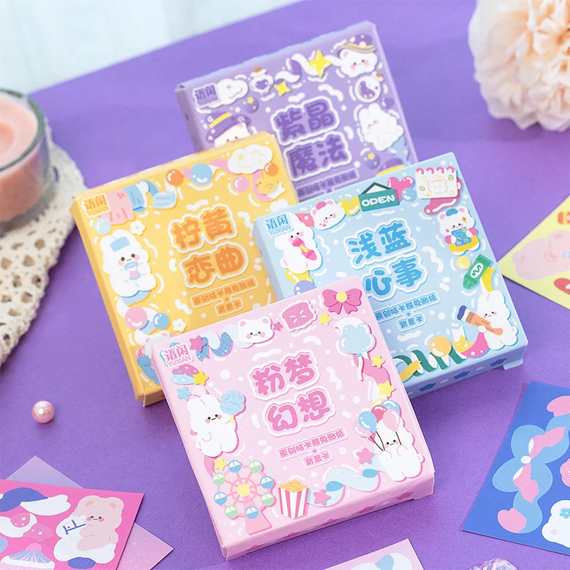 

Kids Stationery Stickers Set with Cute Cartoon Animals for DIY Journaling and Scrapbooking