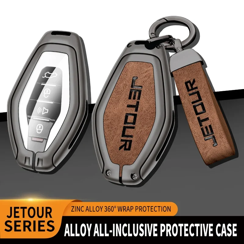 

New Zinc Alloy Car Remote Key Case Cover Shell Fob For Chery Jetour X70 X90 X95 Plus 2020 2021 2022 2023 Keychain Accessories