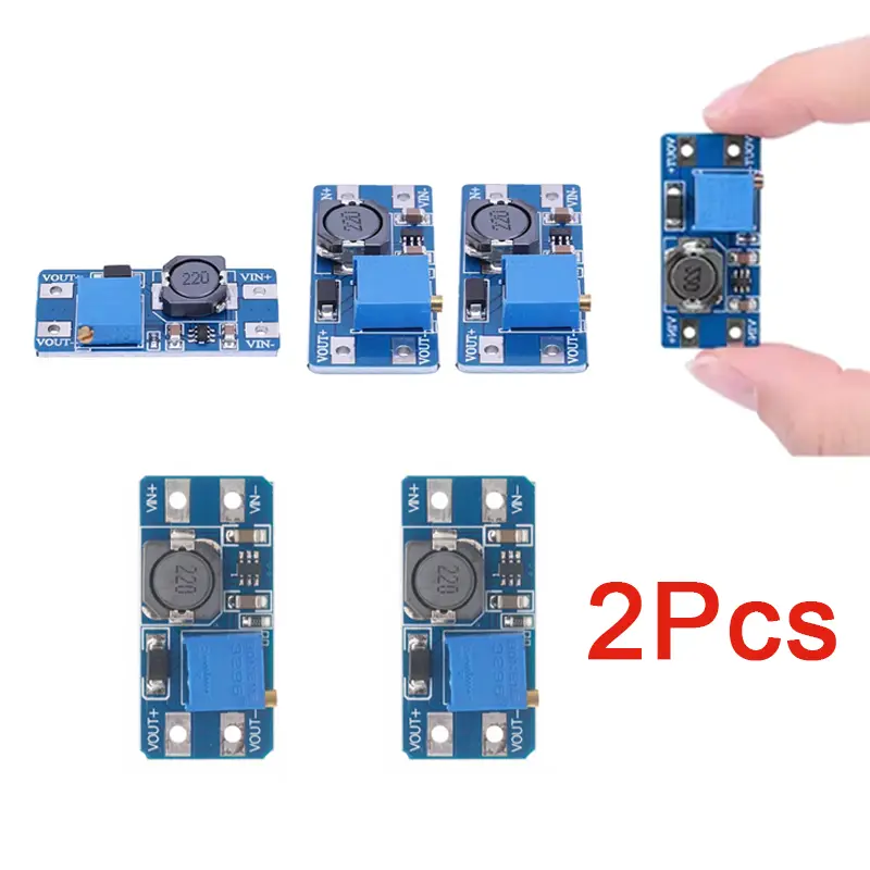 2pcs MT3608 Adjustable Boost Module DC-DC Step Up Converter Module 2A Max 2V-24V To 5V 9V 12V 28V Booster Power Supply Board image 1