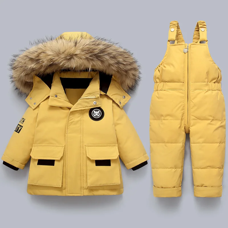 

Baby One-piece Down Jacket Boy's New Suit Children's Baby 1-5 Years Old Children's Foreign Style Two-piece Winter Clothes Thick