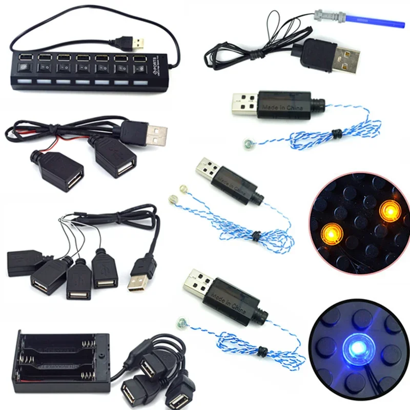 USB LED Mini Brick Building Block Lamp with Battery Box