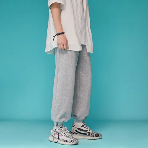 Legible Spring Autumn Casual Pants Men Solid Loose Sweatpants Male Elastic Waist Ankle-Length Pant Man sports track pants Sweatpants