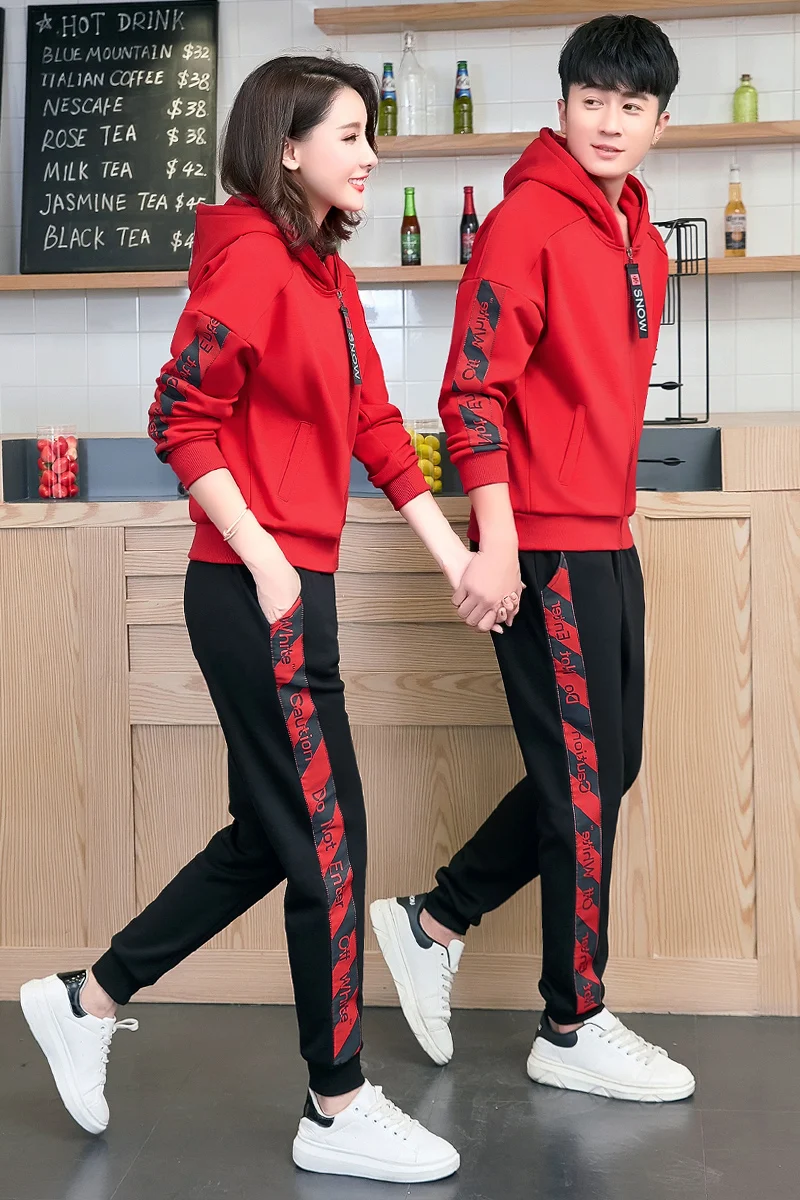 Hooded Sweater Adult Sports Suit Pure Cotton Red Spring and Autumn New KoreanStyle Couple Wear Loose Casual Trenddy Coat Fashion