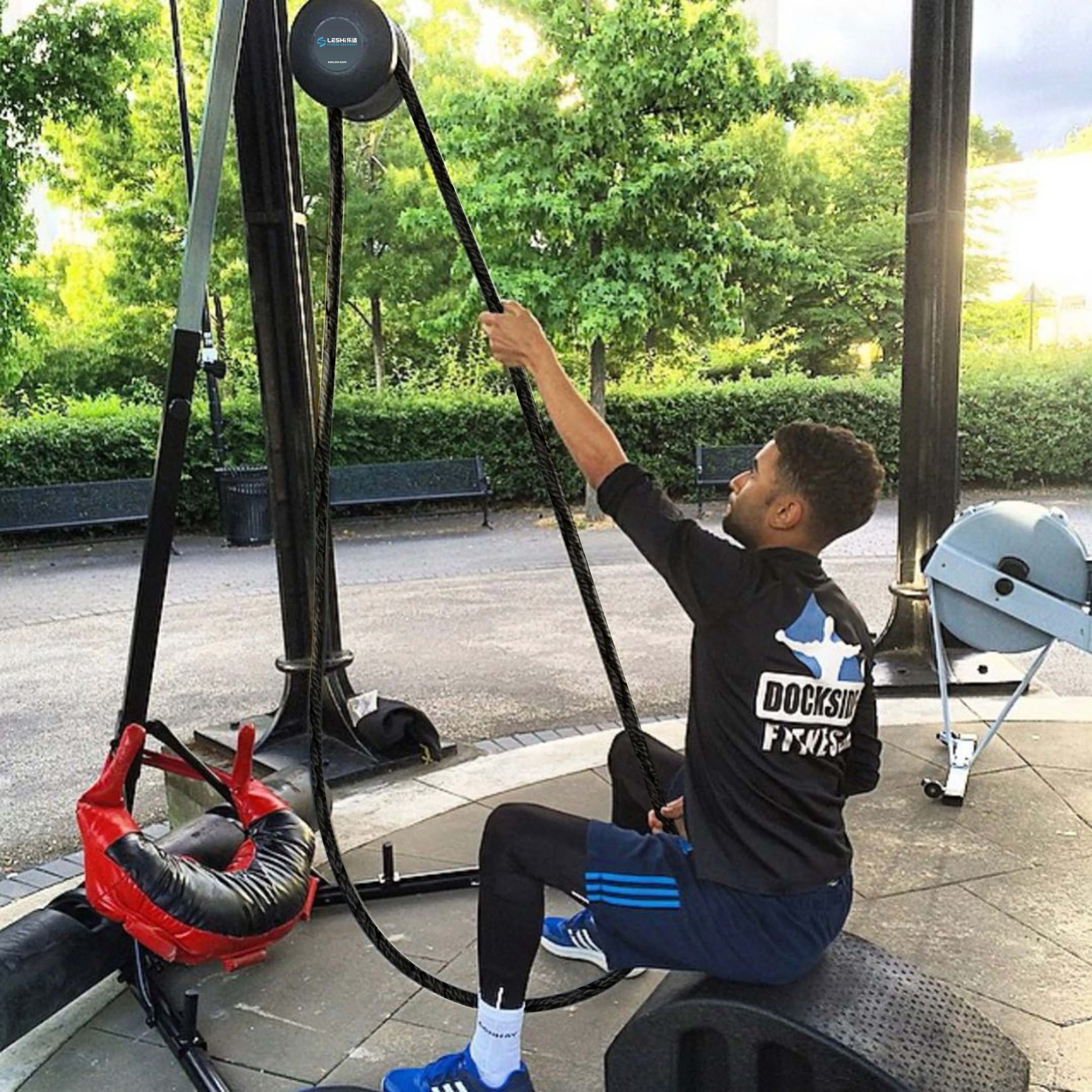 Adjustable Resistance Rope Climber Pulley Workout Trainer For Fat Burning Core Strength