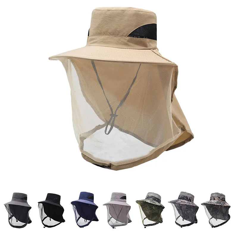 Summer Insect Proof Cap Mosquito Hat For Women Men Face Neck Protection Bucket Hat Outdoor Jungle Farm Fishing Sun