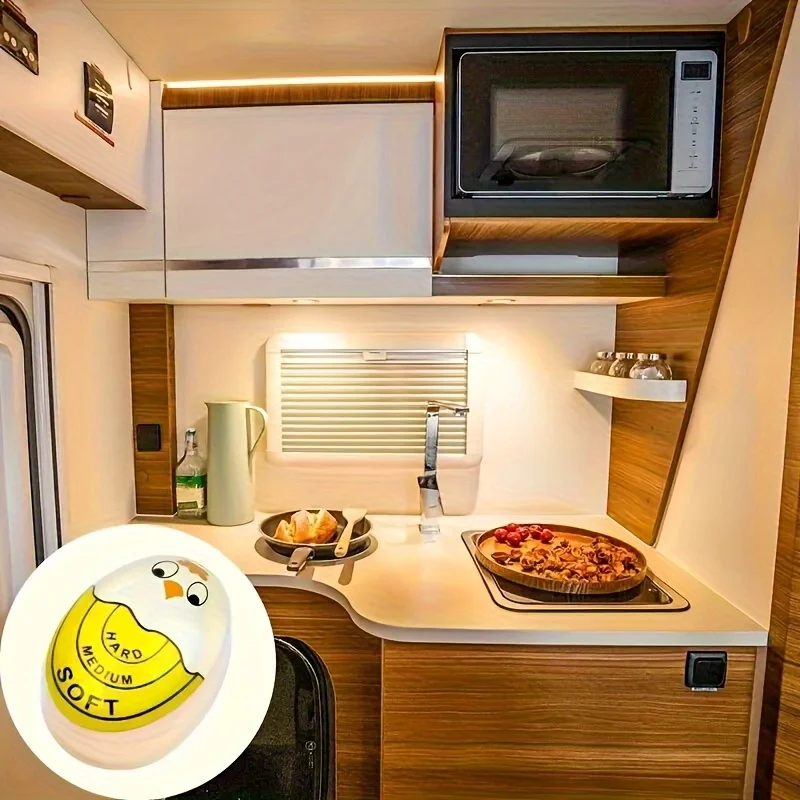 1 Color Changing Timer, Hard/Medium Soft/Soft Doneness Indication with Cute Cartoon Face, Kitchen Tools, Suitable Boiling Eggs