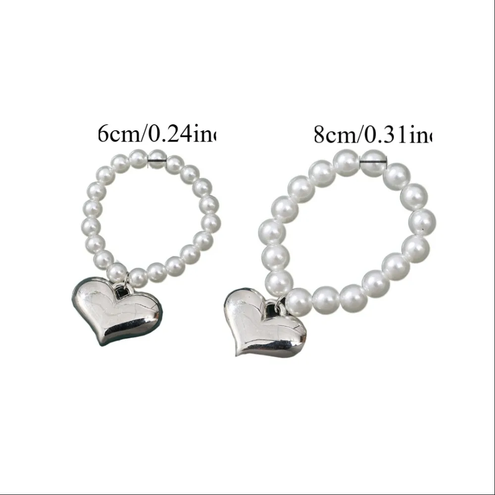 Fashion Crafts Dog Heart Necklace Silver Elastic Dog Doll Pearl Collars Cute Fashion BJD Dolls Mini Pearl Chain BJD Dolls