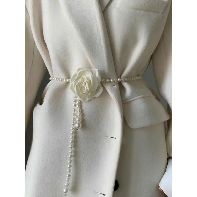 Camellia Decorative Waist Belt for Dress Coat Jacket