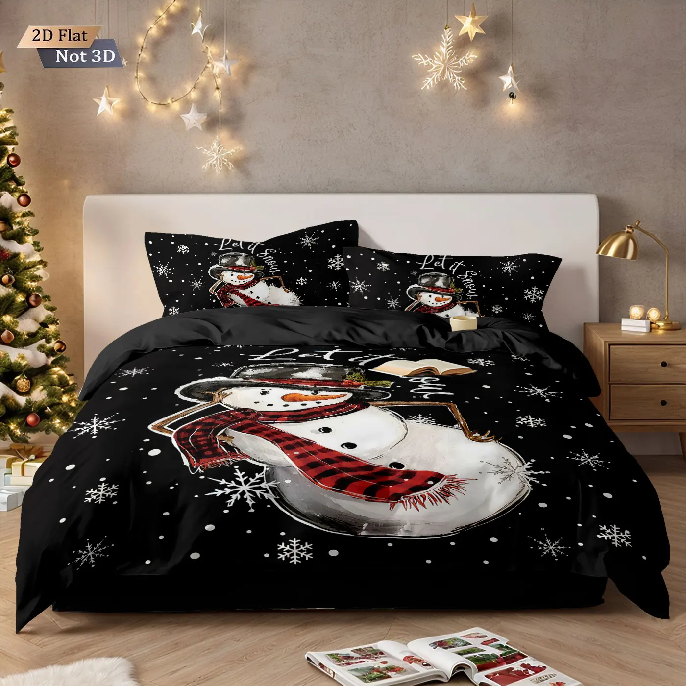 3pcs Merry Christmas Cartoon Snowman Printed Chipless Bedding Set Multi Size Bedroom Bedding Holiday Decoration Machine Washable S799b6ce0992b494785e9af31df278b2b4