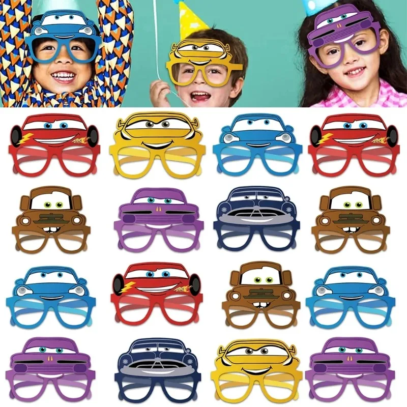 Dsn 12 Stück McQueen Auto-Brillen Geburtstagsdekoration Rennbrillen Masken Kindergeburtstag Fotografie-Requisiten Party-Geschenk