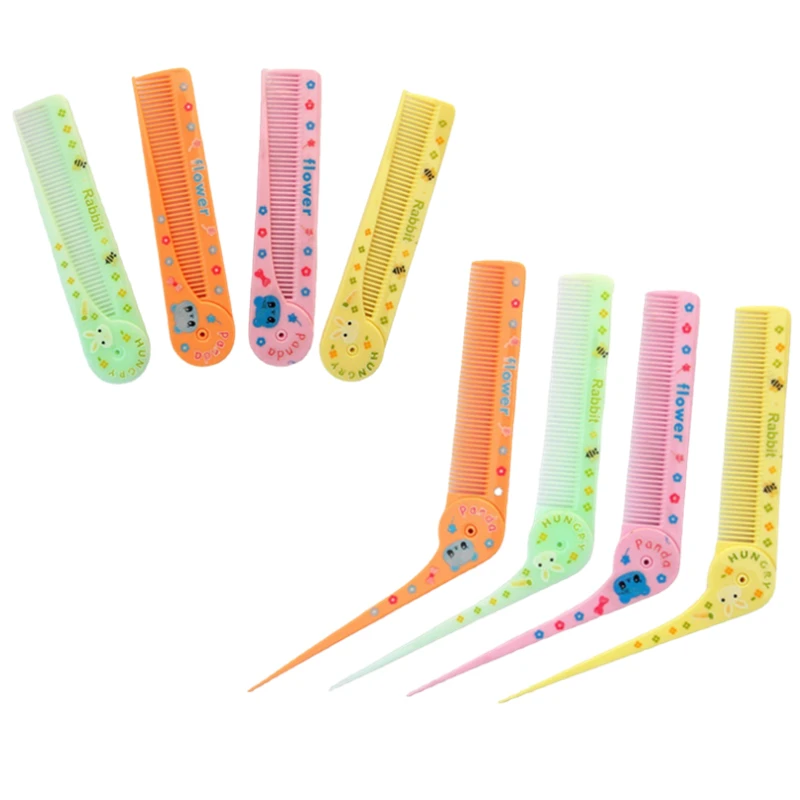 Cute Cartoon Folding Comb for Kids Portable Pointed Tail Comb for Children Boys Girls Baby Hair Care Brushes Plastic 1 Pc