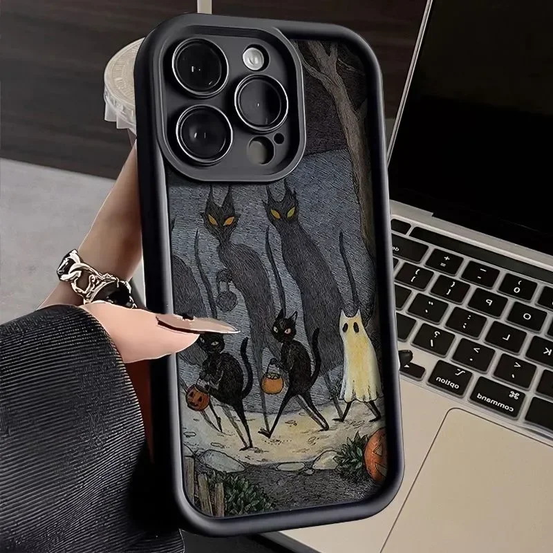 A54 5g Case For Samsung A14 Dark Funny Monster Cat Fox S22 Plus S21FE S23 S24 Ultra Galaxy A15 A55 A52 A53 A33 A13 A34 A32 Cover