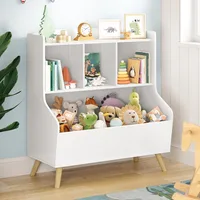 Kids Bookshelf and Toy Storage, 3-Tier Wooden Open Bookcase, Baby Book and Toy Storage Display Organizer with Spacious Top Shelf 1