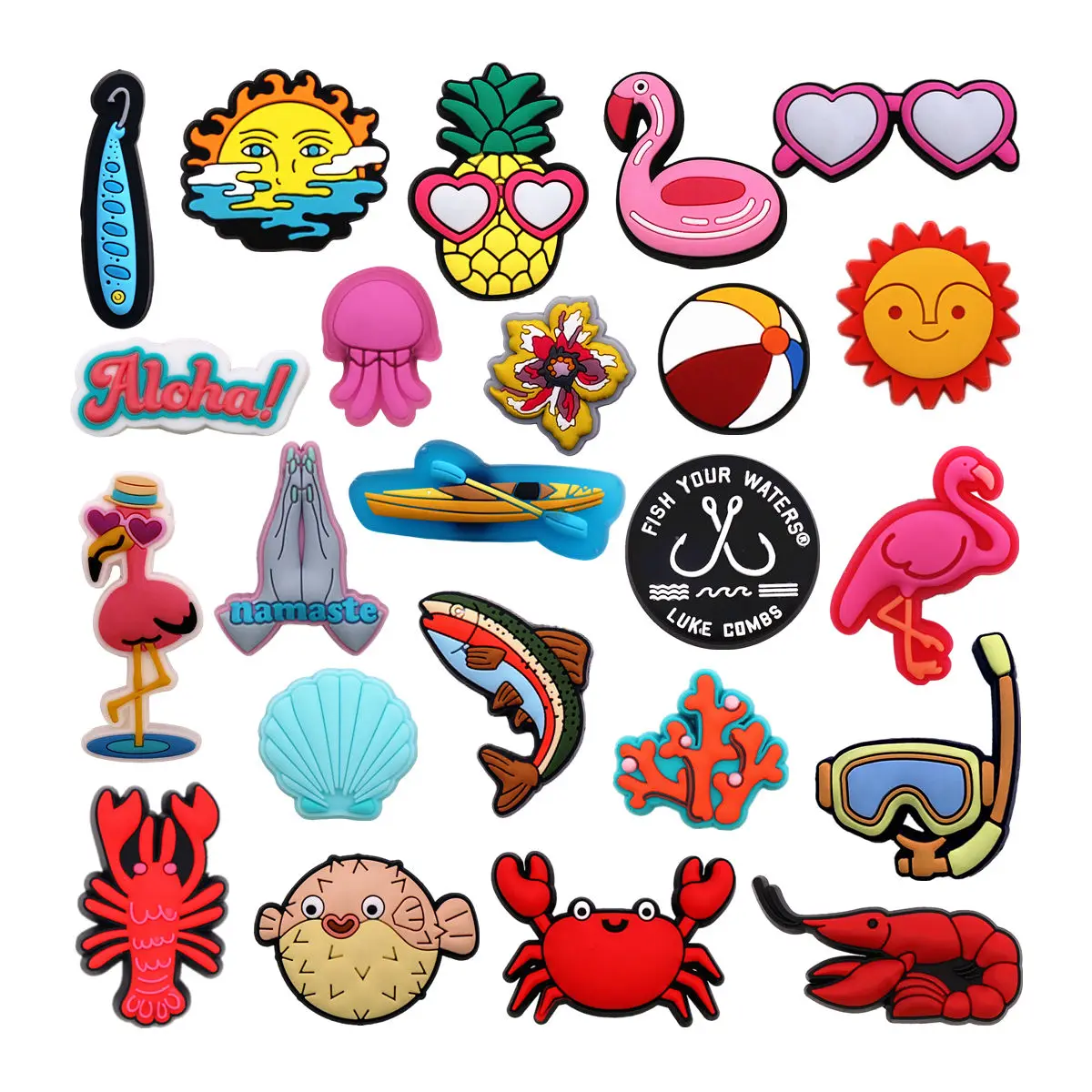 1pcs Ocean Journey PVC Shoe Charm Decorations Sea Fish Shell Shrimp Crab Shapes Kids Gift
