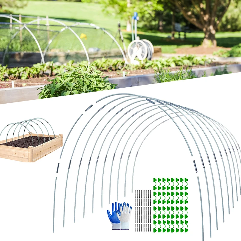 

Greenhouse Hoops DIY Row Cover Hoops Garden Hoops with Connectors Gardening Clamps Fiberglass Rod Grow Tunnel Support Frame
