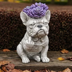 Bulldog Resin Planter Pot - Humorous Succulent Flower Display for Indoor/Outdoor Decor & Unique Gift (Style B)