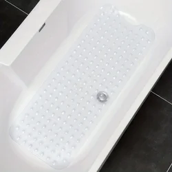 Non-Slip Bath Mat with Drain Holes and Suction Cups (Transparent)