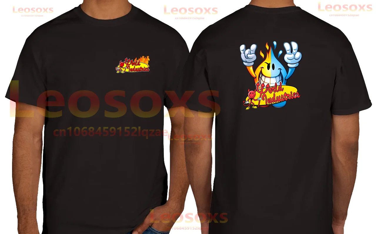 

[TEW] New Men Printed World Industries Skateboarding Leosoxs T-Shirt 100% Cotton Breathable and Comfortable Women's Short Sleeve