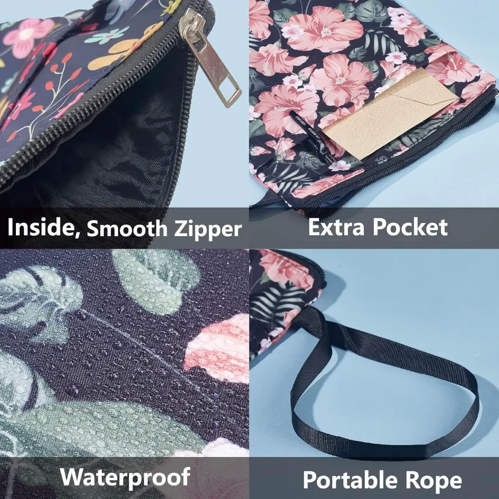 Charming Cat Print Washable Fabric Book Sleeve with Zipper Closure