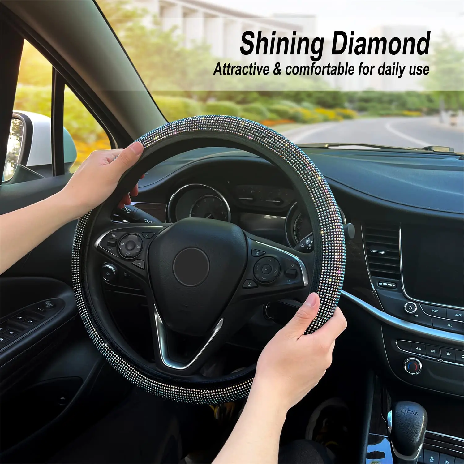 Rhinestone Steering Wheel Cover 15in/Universal Fit