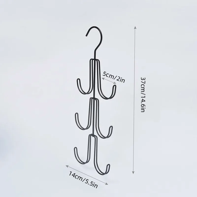 6 Hooks Rotatable Hat Hanger Tie Belt Bag Storage Hooks Multi-layer Clothes Cap Wardrobe Organizer Rack Space Saving