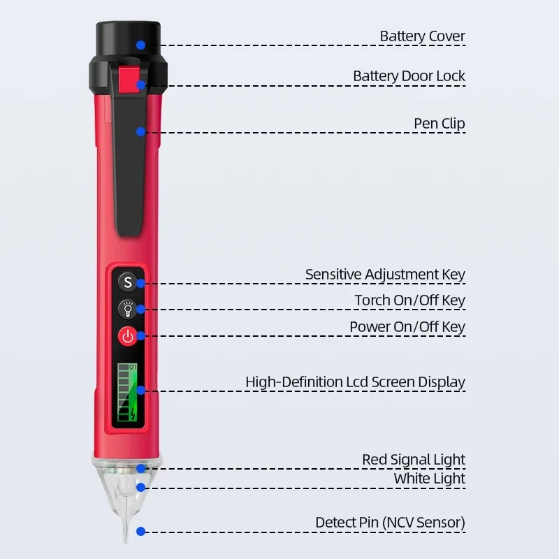 LCD Voltage Detection Pen - Non-Contact Electric Sensor for Power Outlets (90-1000V)