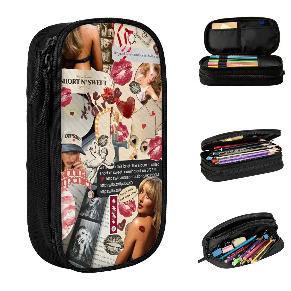 Sabrina Carpenter Pencil Case 90s Music Tour Pencilcases Pen for Student Big Capacity Bag Students School Stationery