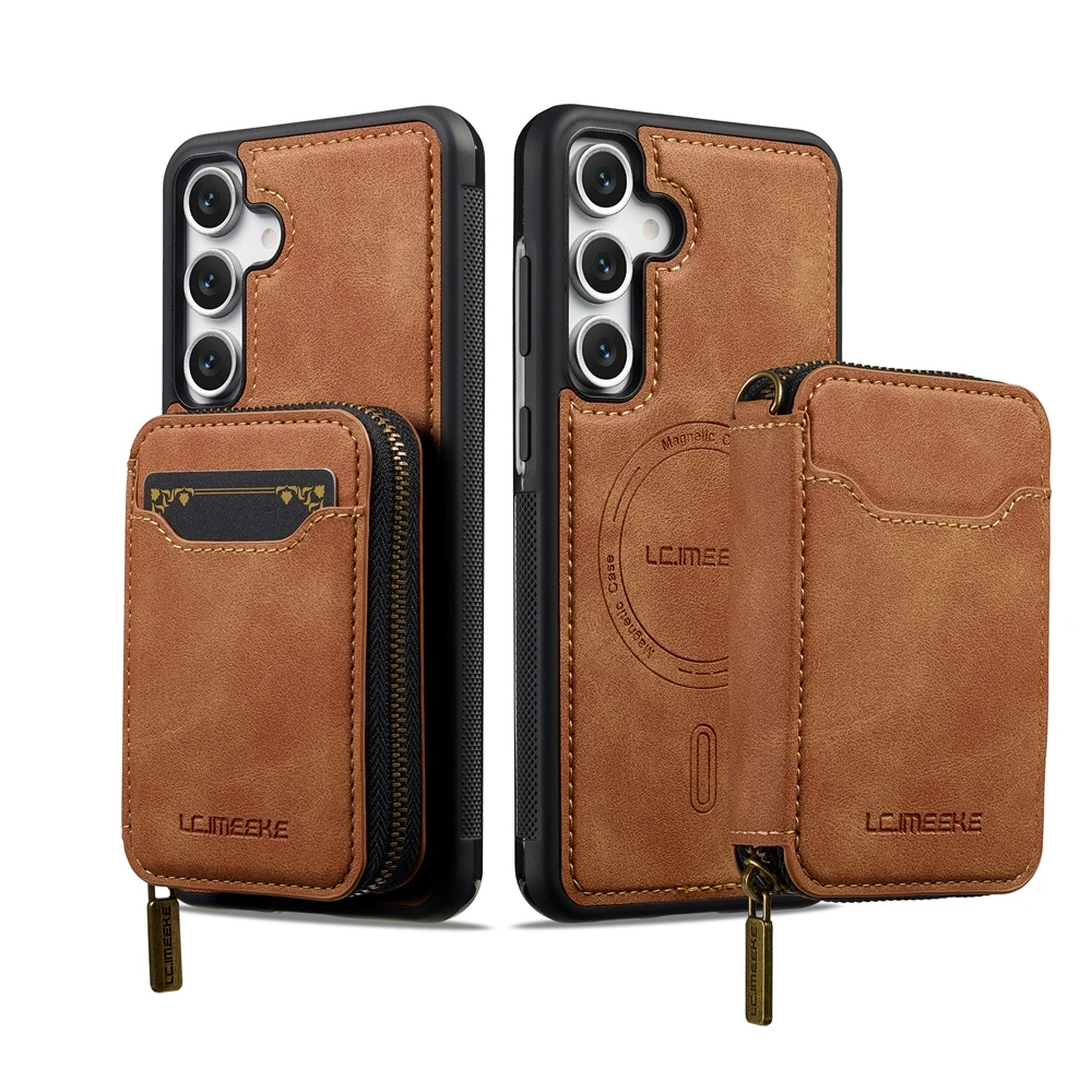 Leather Magnetic Wallet Case with Wireless Charging Functionality