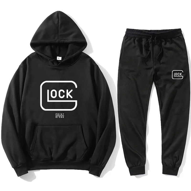 

Мужской костюм Glock из двух предметов, однотонный костюм, Мужская толстовка, спортивные брюки, модный костюм, Толстовка на весну и осень, весна и осень