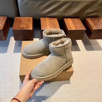 Alternative view of Classic Short Women's Boots 2027 New Winter Warm Wool Thin Sole Genuine Leather and Fur Snow Boots