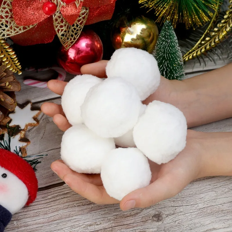 Snow Balls White Fur Pompom Hairball for Xmas Tree Pendant Kids Play Toys Indoor Outdoor Toy Christmas Decoration Snowballs christmas decorations assembled toys