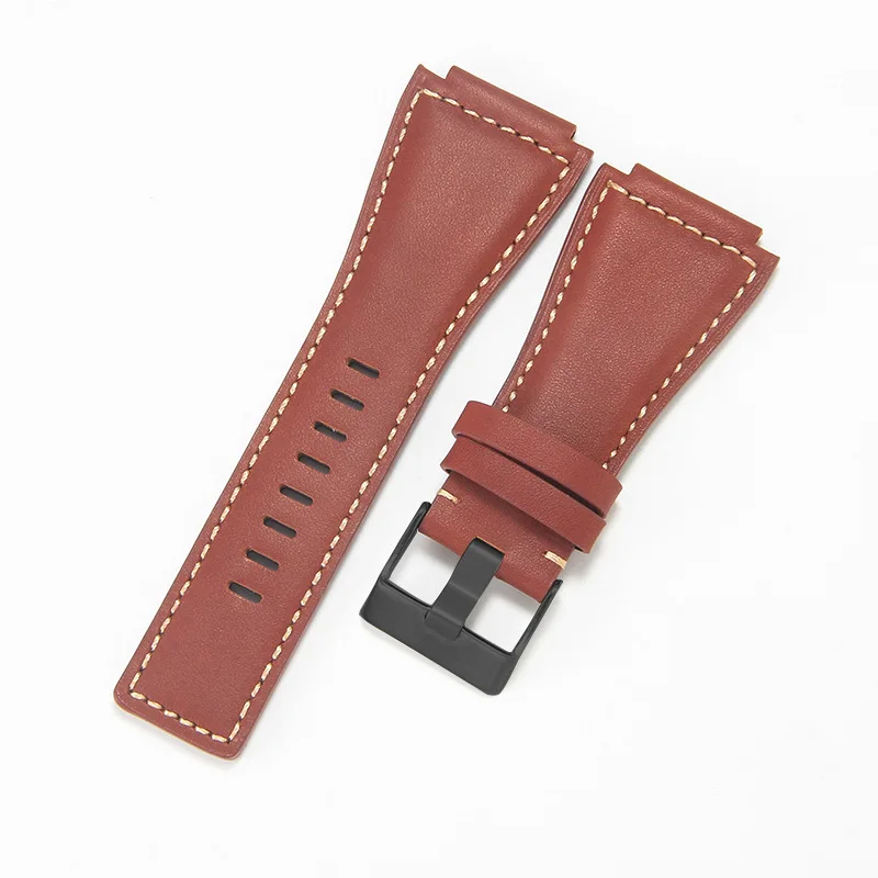 Premium Genuine Leather Watch Strap - Durable & Stylish Replacement Slub Watchband with Crazy Horse Finish