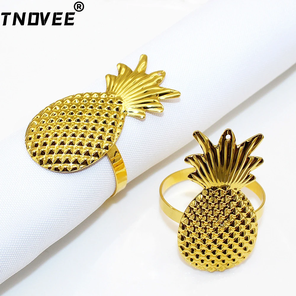 

8Pcs Pineapple Napkin Holders Gold Napkin Rings Bulk for Christmas Wedding Birthday Hawaii Party Table Decoration ERM251