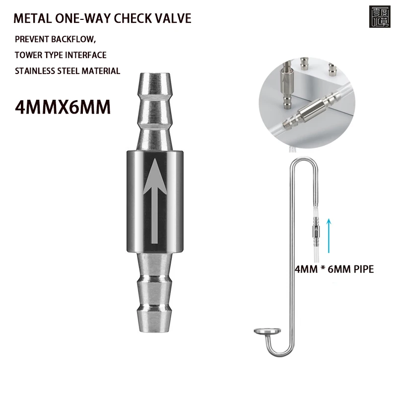 Stainless Steel Check Valve for CO2 equipment, 4mm Aquarium Water valve Non Return water to CO2 System Diffuser Dioxide Cylinder