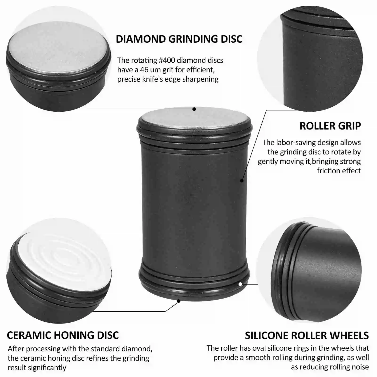 Rolling Knife Sharpener - Knife Sharpening Tool with Diamond and Ceramic Discs for Steel of Any Hardness, 15 and 20 Degrees: 3 - 5 Days Free Delivery Only UK